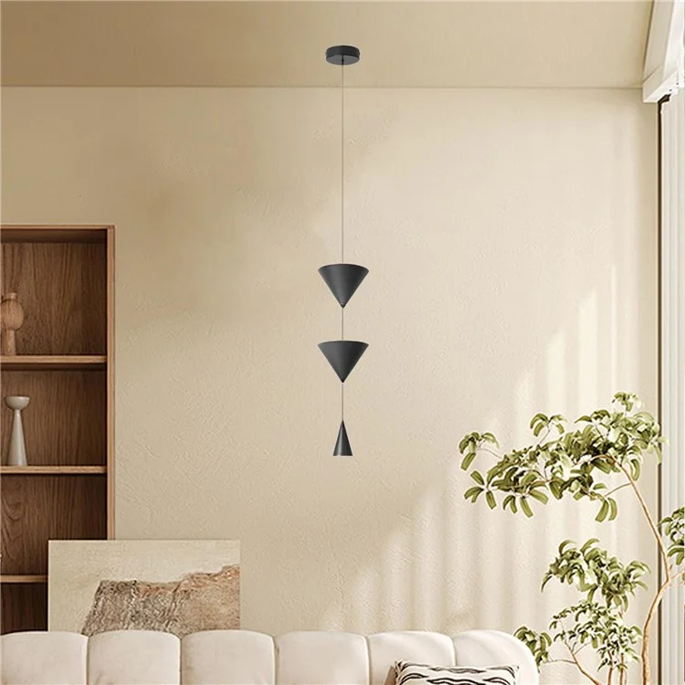 Konische hängende Leuchte Nachttisch Sofa Einzigartiges Wohnzimmer Esszimmer hängende Lampe, warmes Licht - Schwarz