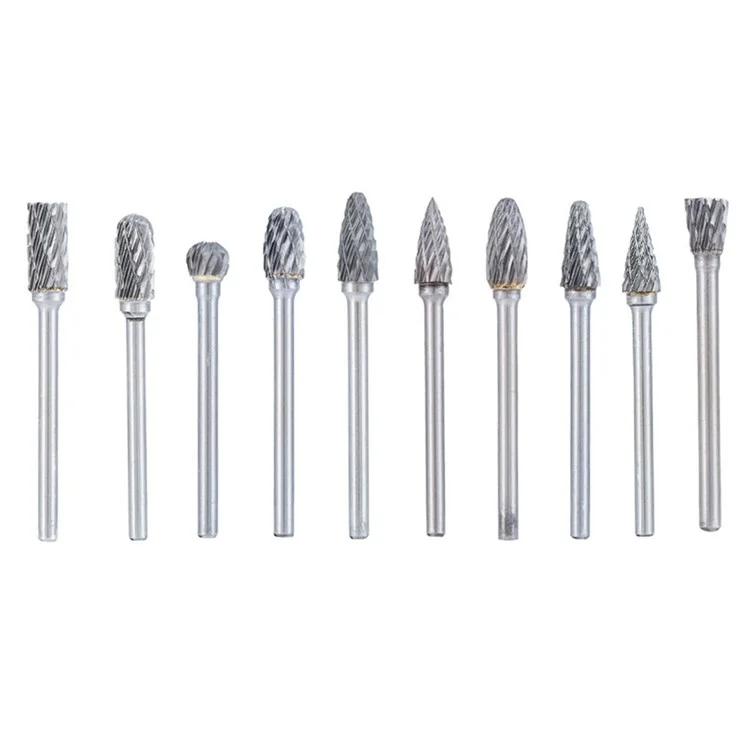 10 Stück Hartmetall-Schleifköpfe Rotationsfräser-Set für Holz, Metall, Gravur, Fräsen - Doppelnut