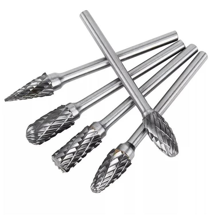 10Pcs Tungsten Carbide Grinding Heads Rotary Burr Set for Wood Metal Engraving Milling Carving - Single Groove