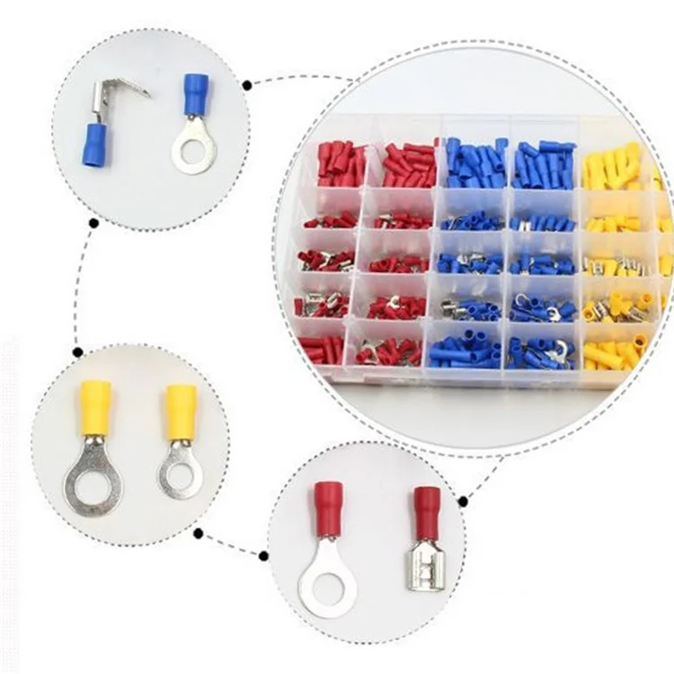 480 Pcs Conjunto Variado de Terminais de Anel Isolados Kit de Conectores de Crimpagem Elétrica de Pressão a Frio