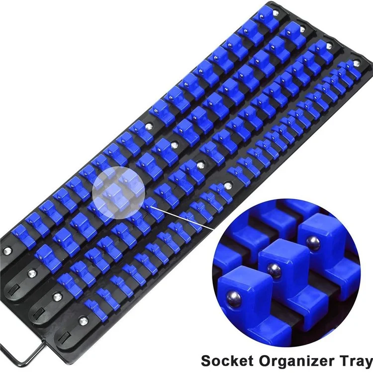 Handled Socket Organizer with 80 Socket , 1  /  4" 3  /  8" 1  /  2" Socket Holder for Workshop  /  Garage - Red