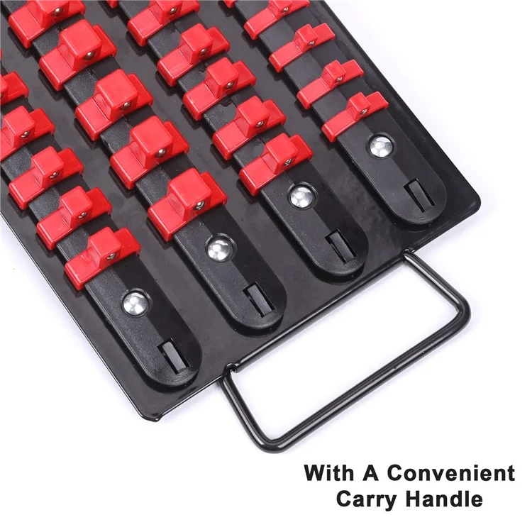 Handled Socket Organizer with 80 Socket , 1  /  4" 3  /  8" 1  /  2" Socket Holder for Workshop  /  Garage - Red