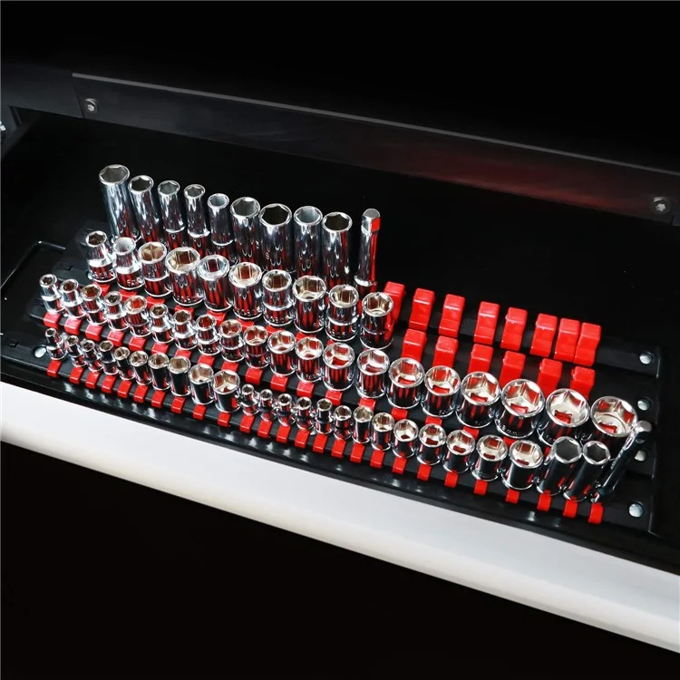 Handled Socket Organizer with 80 Socket , 1  /  4" 3  /  8" 1  /  2" Socket Holder for Workshop  /  Garage - Red