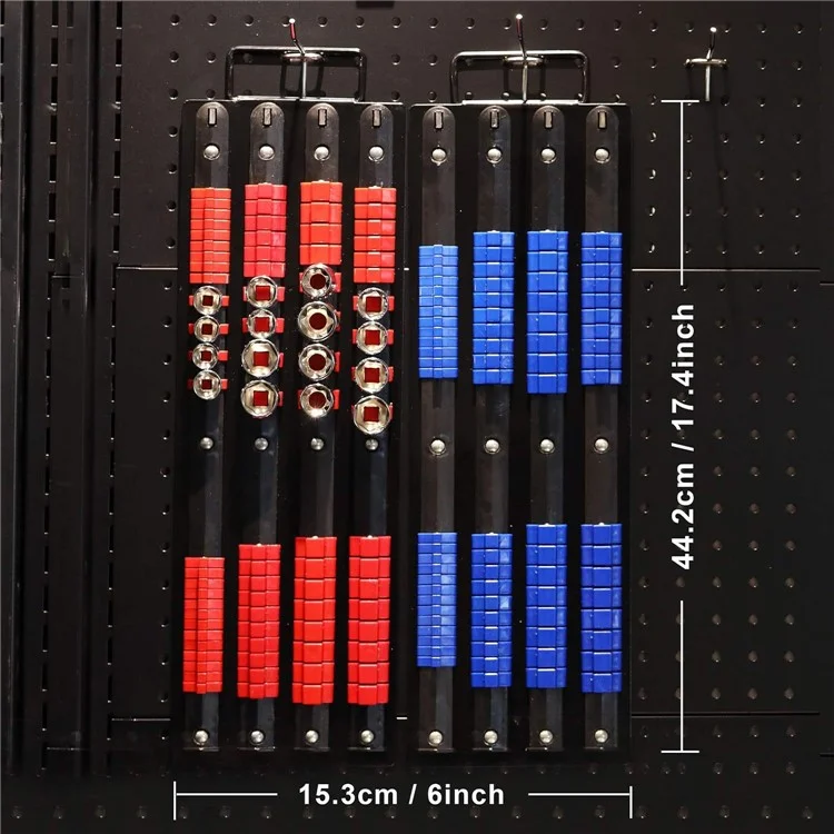 Handled Socket Organizer with 80 Socket , 1  /  4" 3  /  8" 1  /  2" Socket Holder for Workshop  /  Garage - Red