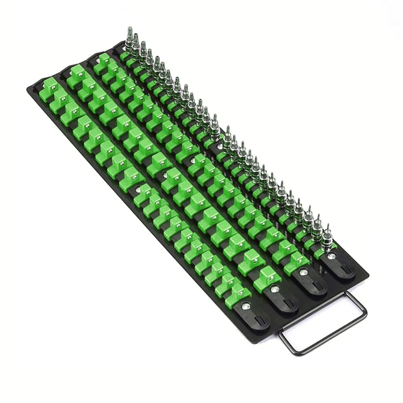 Handled Socket Organizer with 80 Socket , 1  /  4" 3  /  8" 1  /  2" Socket Holder for Workshop  /  Garage - Green