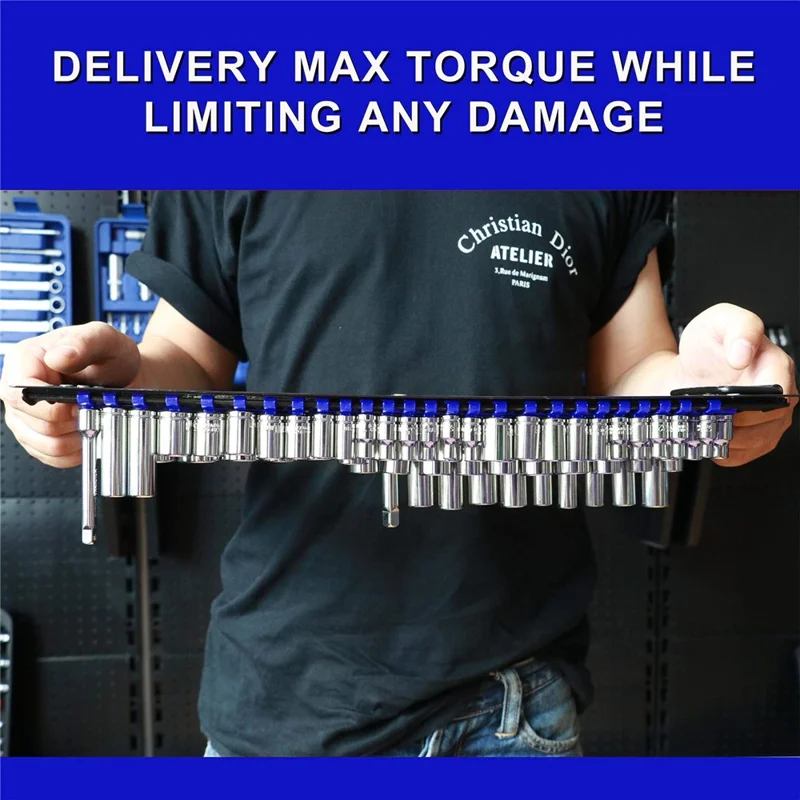 Handled Socket Organizer with 80 Socket , 1  /  4" 3  /  8" 1  /  2" Socket Holder for Workshop  /  Garage - Green