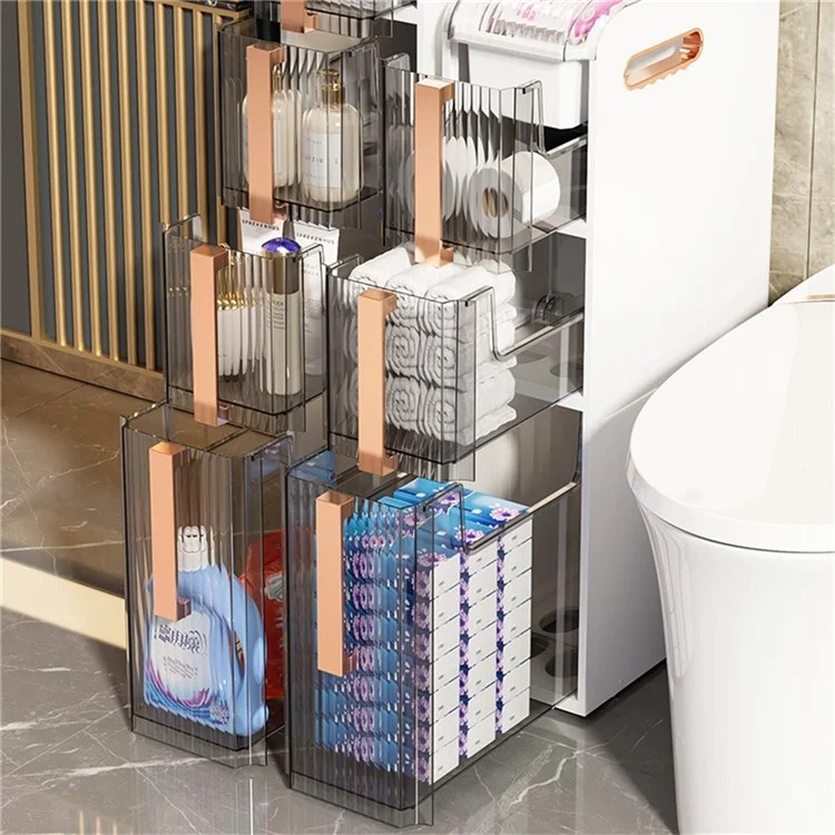 3 Tiers Slim Bathroom Storage Cabinet Plastic Narrow Space Organizer Drawer with Wheels
