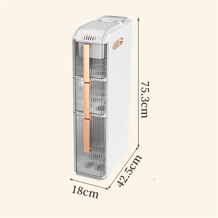 3 Tiers Slim Bathroom Storage Cabinet Plastic Narrow Space Organizer Drawer with Wheels