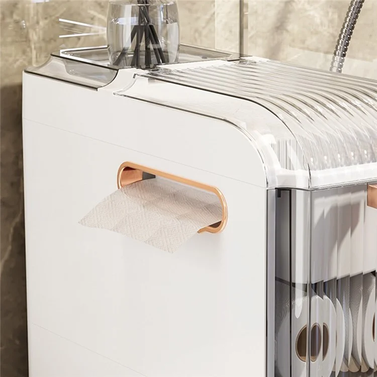 PP + ABS Slim Storage Cabinet Toilet Gap 2 Tier Clear Bathroom Organizer Rack with Wheels