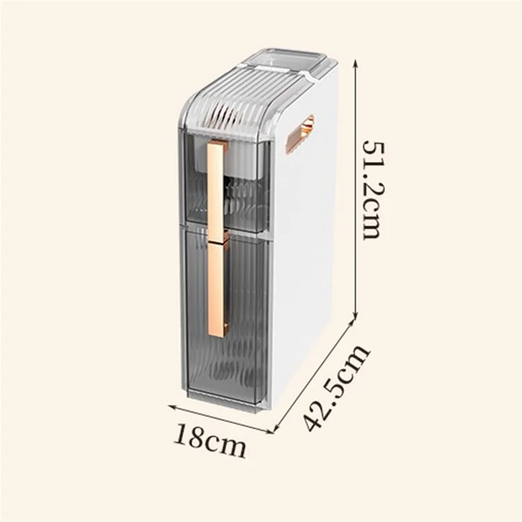 PP + ABS Slim Storage Cabinet Toilet Gap 2 Tier Clear Bathroom Organizer Rack with Wheels