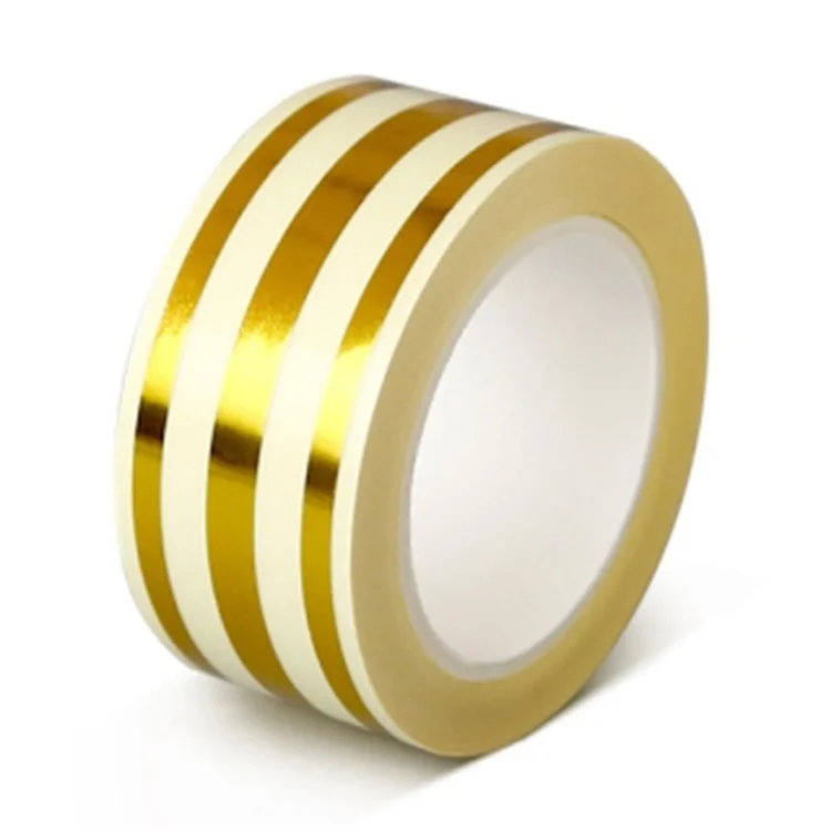 2.5cm PVC Gold Foil Floor Tile Tape Strip Wall Gap Seam Self Adhesive Decorative Sticker , Length 5m