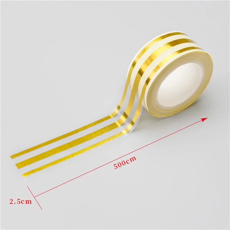 2.5cm PVC Gold Foil Floor Tile Tape Strip Wall Gap Seam Self Adhesive Decorative Sticker , Length 5m