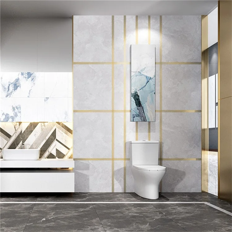 2.5cm PVC Gold Foil Floor Tile Tape Strip Wall Gap Seam Self Adhesive Decorative Sticker , Length 5m