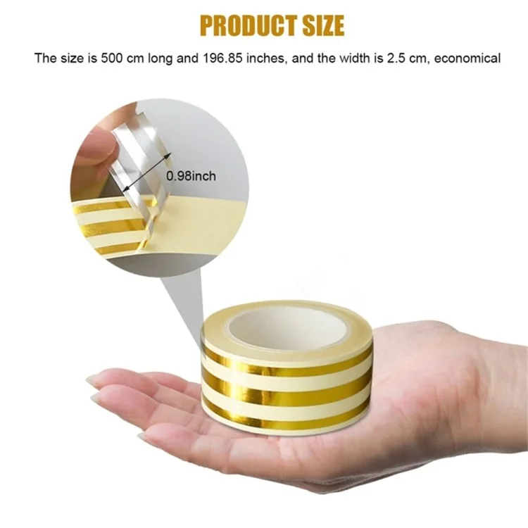 2.5cm PVC Gold Foil Floor Tile Tape Strip Wall Gap Seam Self Adhesive Decorative Sticker , Length 5m