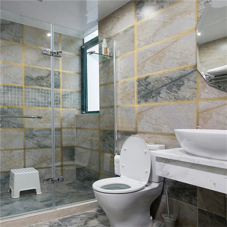 2.5cm PVC Gold Foil Floor Tile Tape Strip Wall Gap Seam Self Adhesive Decorative Sticker , Length 5m