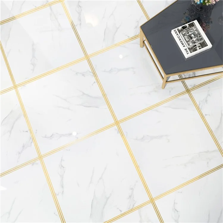 2.5cm PVC Gold Foil Floor Tile Tape Strip Wall Gap Seam Self Adhesive Decorative Sticker , Length 5m