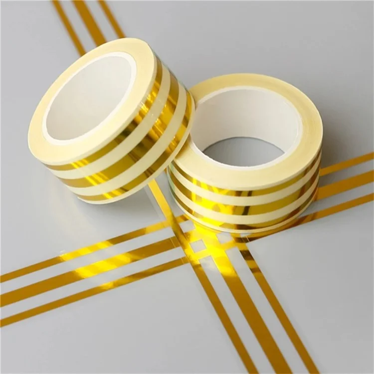 2.5cm PVC Gold Foil Floor Tile Tape Strip Wall Gap Seam Self Adhesive Decorative Sticker , Length 5m