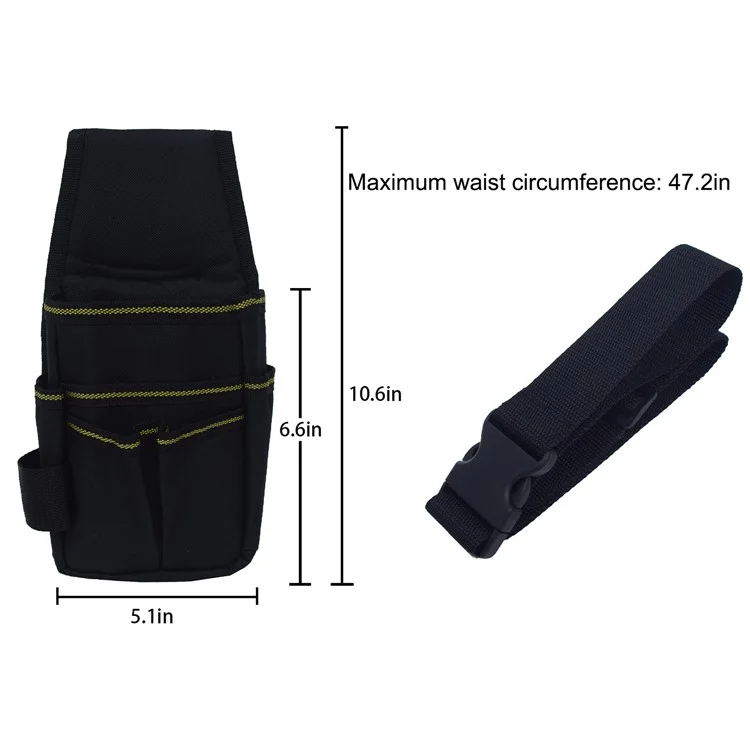 Tool Belt Pouch 600D Oxford Fabric with Waist Strap Multipurpose Repair Tool Organizer Bag 25.5 x 12.5 x 3cm
