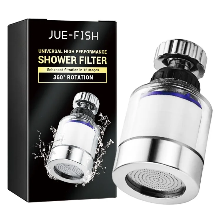 JUE-FISH JUB06-A047-1-BK1 Faucet Water Filter 360 Degree Rotating Head Filtration Sprayer Water Purifier
