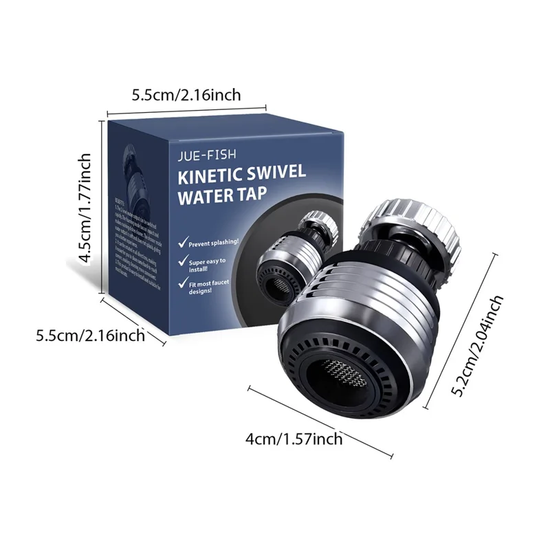 JUE-FISH JUB06-A043-1-BU1 360 Degree Rotatable Water Tap 2 Modes Kitchen Faucet Aerator