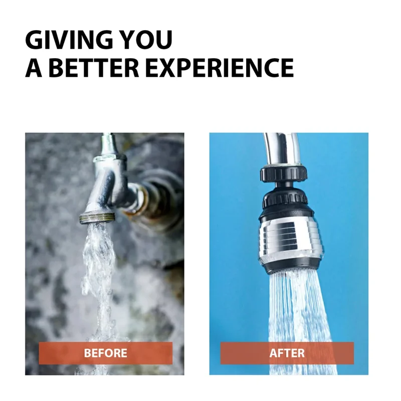 JUE-FISH JUB06-A043-1-BU1 360 Degree Rotatable Water Tap 2 Modes Kitchen Faucet Aerator