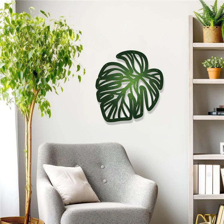 Juego de 3 Piezas de Decoración de Pared con Hojas de Palmera Tropical Caladas de Madera para Salón o Dormitorio - KY2015