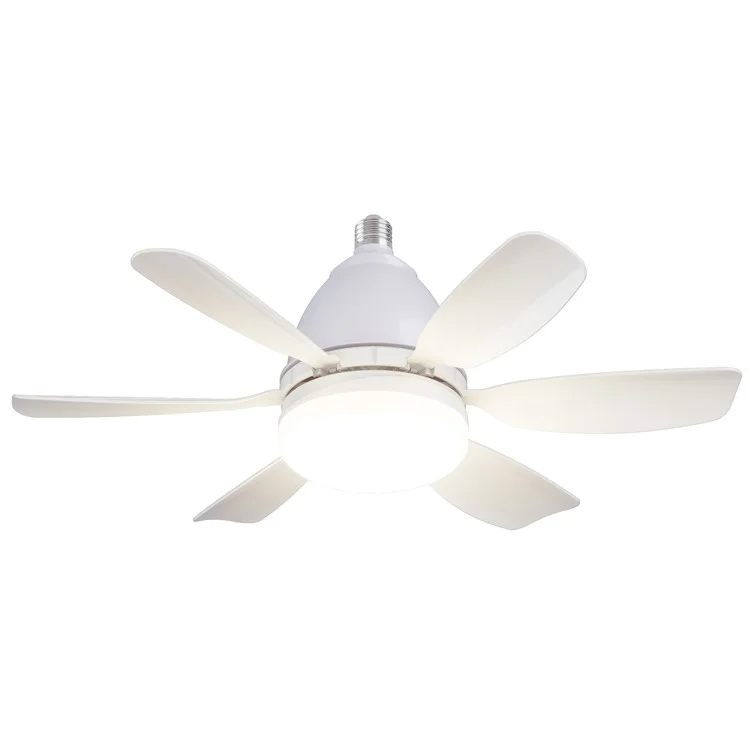 LEC017 Compact 3-Speed Fan Light E27 Screw Base Smart Dimmable Ceiling Fan with Remote Control - White