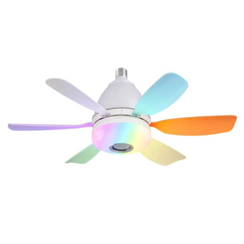 LEC017R 3 Speeds Fan Light RGB Dimmable Remote Control Ceiling Fan with Bluetooth-compatible Speaker - Multi-color