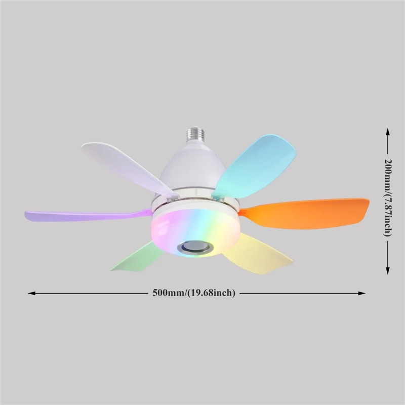 LEC017R 3 Speeds Fan Light RGB Dimmable Remote Control Ceiling Fan with Bluetooth-compatible Speaker - Multi-color