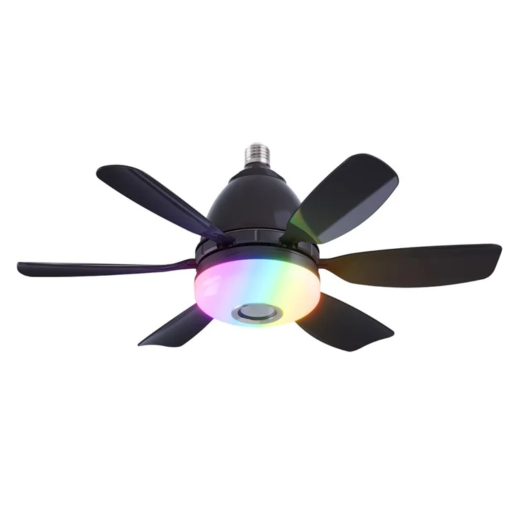 LEC017R 3 Speeds Fan Light RGB Dimmable Remote Control Ceiling Fan with Bluetooth-compatible Speaker - Black