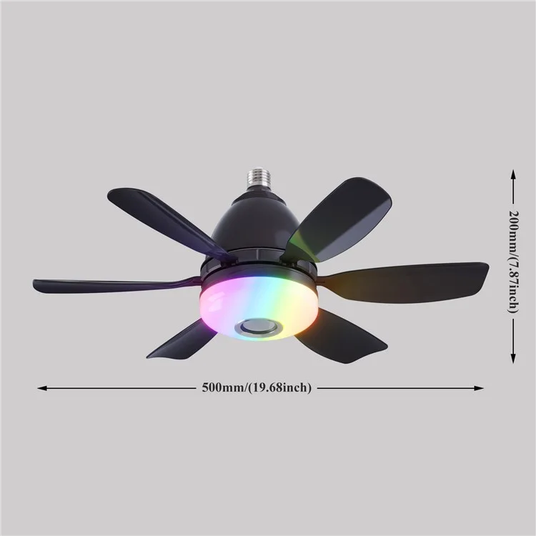 LEC017R 3 Speeds Fan Light RGB Dimmable Remote Control Ceiling Fan with Bluetooth-compatible Speaker - Black