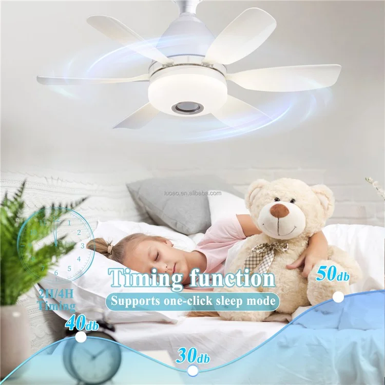 LEC017R 3 Speeds Fan Light RGB Dimmable Remote Control Ceiling Fan with Bluetooth-compatible Speaker - Black