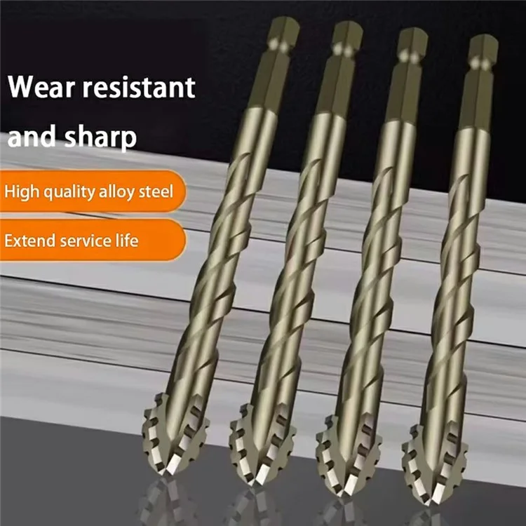 12mm Legierungsstahl-Vierschneiden-Sägezahn-Exzenter-Bohrer für Glas, Fliesen und Keramik Bohrwerkzeug