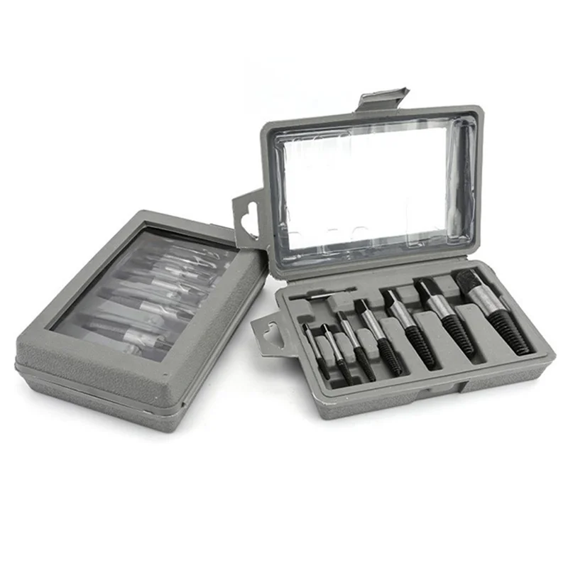 8Pcs Broken Screw Extractor Set High Carbon Steel Drill Bit Damaged Bolt Remover Tool