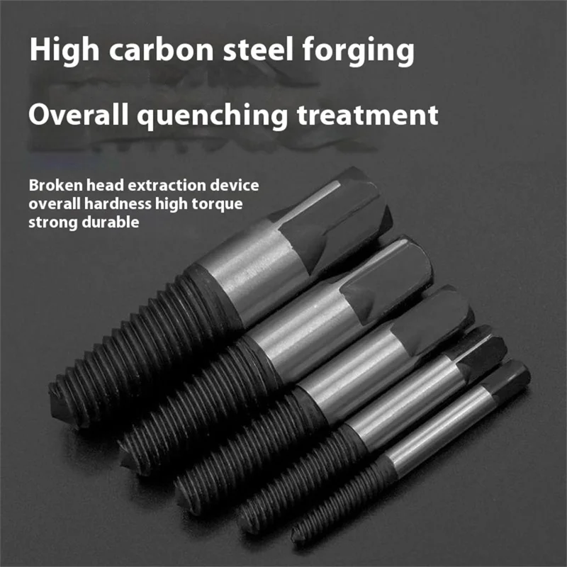 6Pcs Damaged Screw Extractor Set High Carbon Steel Broken Bolt Remover Kit Woodworking Tool