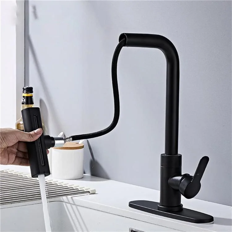 Rubinetto da cucina in acciaio inossidabile 304 estraibile con 4 modalità, rotazione a 360 gradi, miscelatore per lavello con doccetta - Nero