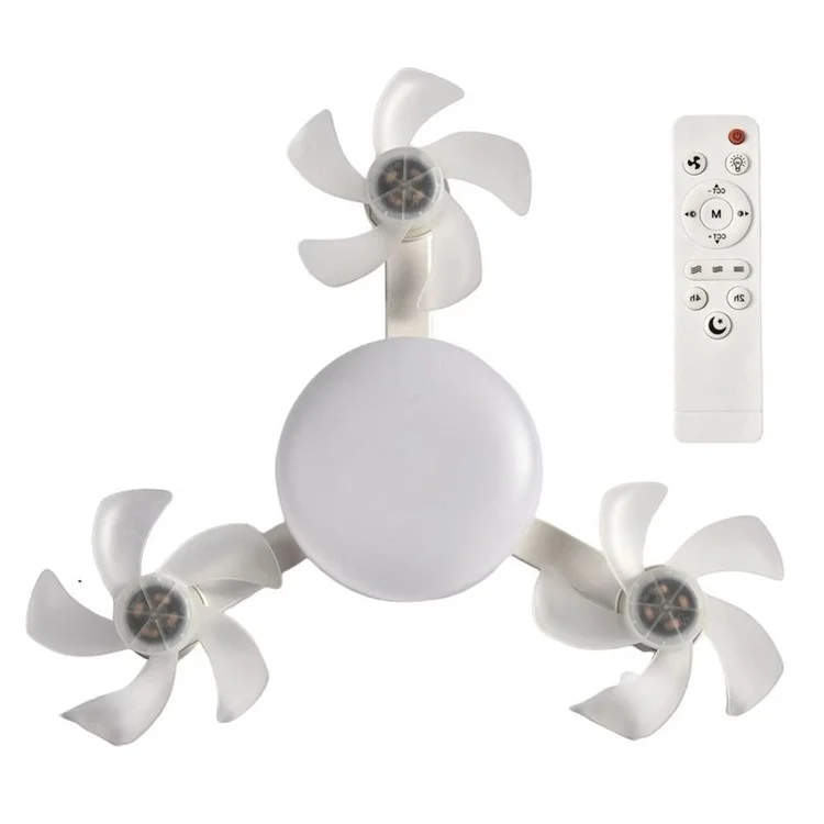 3 Heads E27 Fan Light 450mm Foldable Bedroom Kitchen Silent Ceiling Fan Lamp with Remote Control