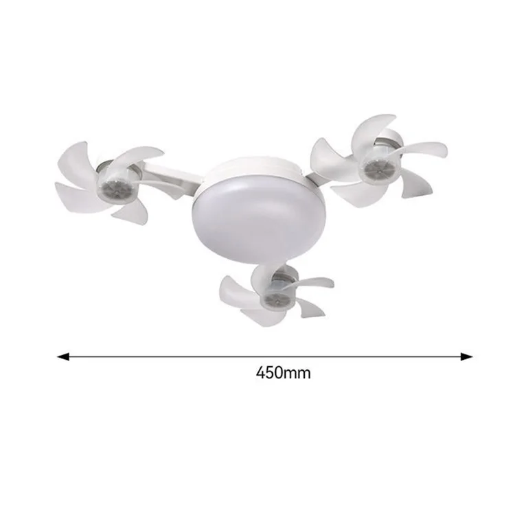 3 Heads E27 Fan Light 450mm Foldable Bedroom Kitchen Silent Ceiling Fan Lamp with Remote Control