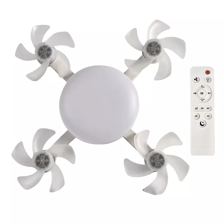 4 Heads E27 Fan Light 500mm Foldable Bedroom Kitchen Silent Ceiling Fan Lamp with Remote Control