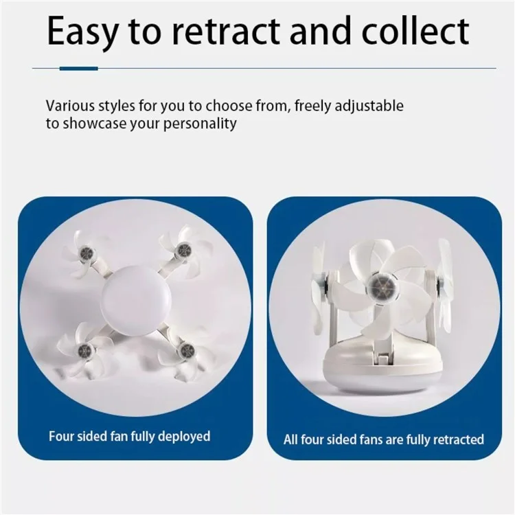 4 Heads E27 Fan Light 500mm Foldable Bedroom Kitchen Silent Ceiling Fan Lamp with Remote Control