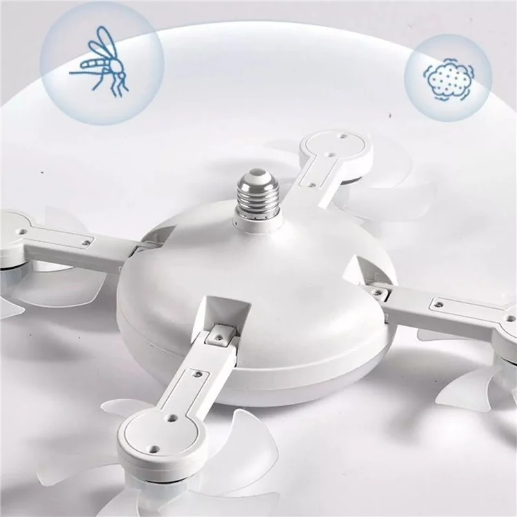 4 Heads E27 Fan Light 500mm Foldable Bedroom Kitchen Silent Ceiling Fan Lamp with Remote Control