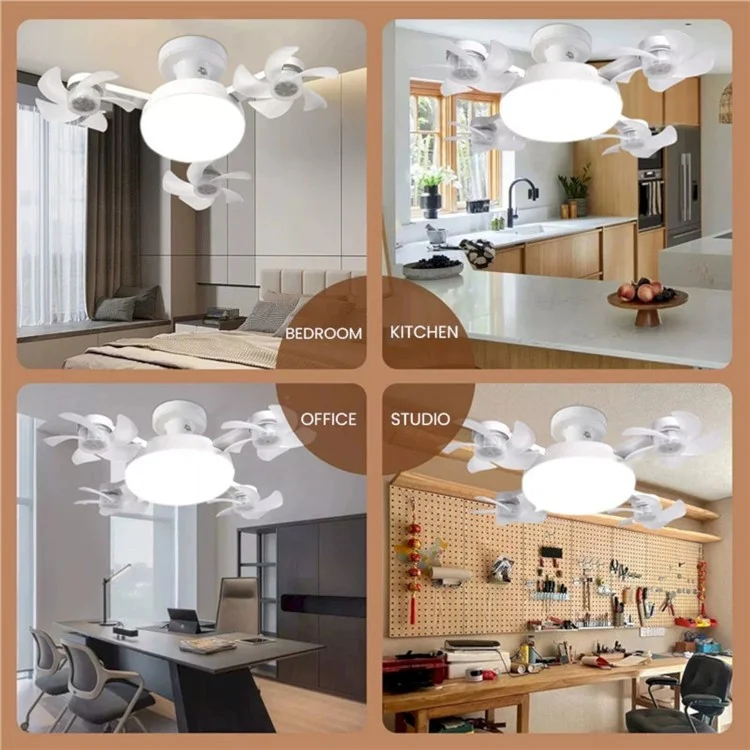 4 Heads E27 Fan Light 500mm Foldable Bedroom Kitchen Silent Ceiling Fan Lamp with Remote Control