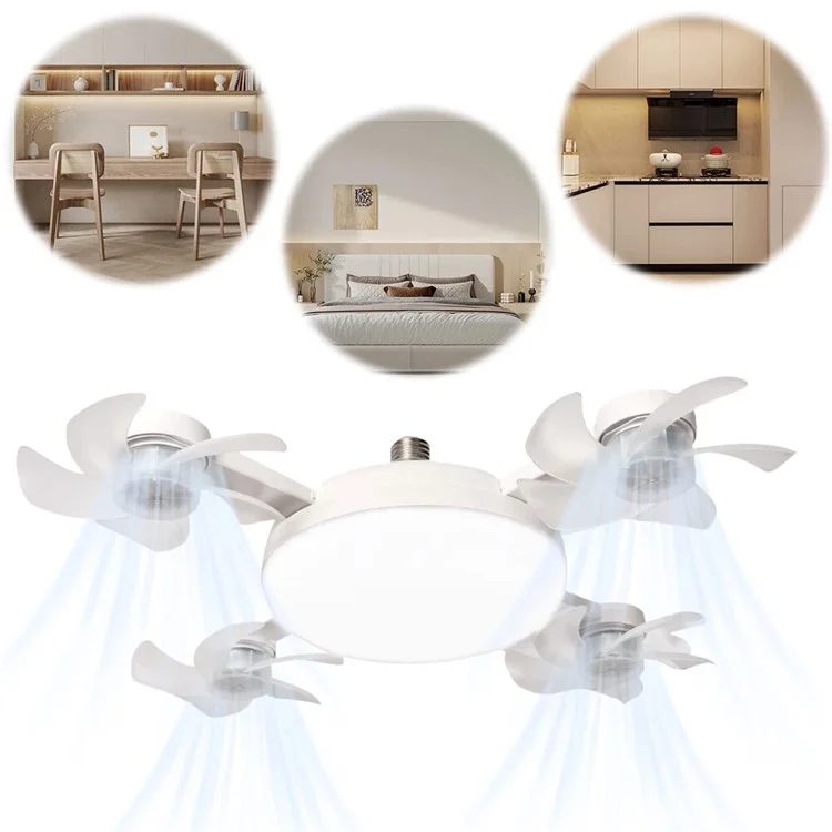4 Heads E27 Fan Light 500mm Foldable Bedroom Kitchen Silent Ceiling Fan Lamp with Remote Control