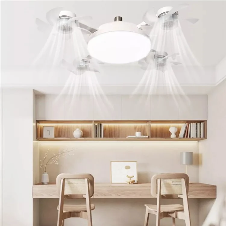 4 Heads E27 Fan Light 500mm Foldable Bedroom Kitchen Silent Ceiling Fan Lamp with Remote Control