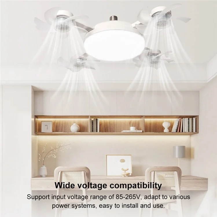 4 Heads E27 Fan Light 500mm Foldable Bedroom Kitchen Silent Ceiling Fan Lamp with Remote Control