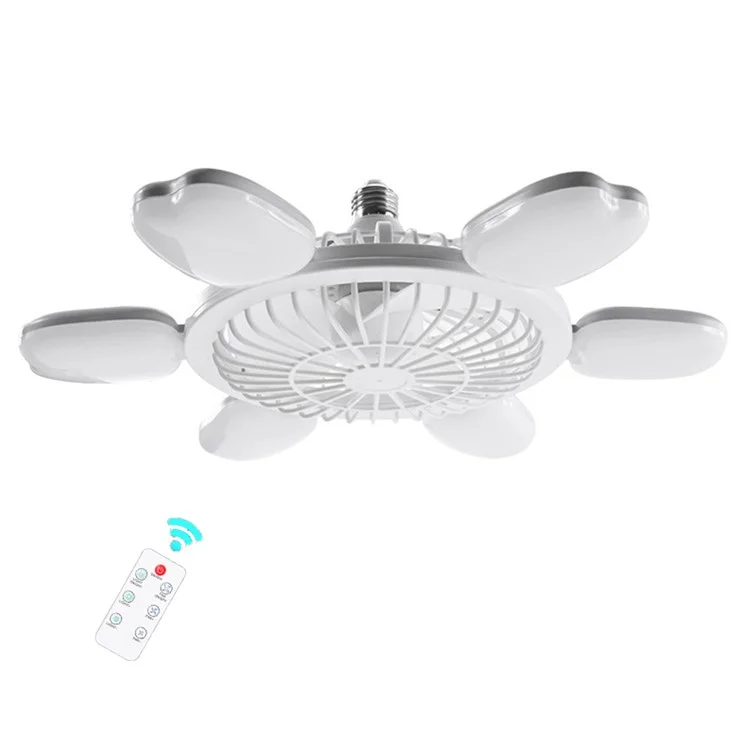 E27 Foldable LED Fan Light Home Bedroom Dorm Remote Control Dimmable 60W 6 Blade Apple Shape Ceiling Fan Light