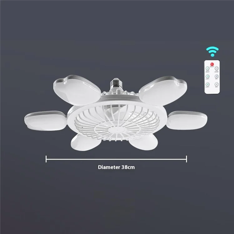 E27 Foldable LED Fan Light Home Bedroom Dorm Remote Control Dimmable 60W 6 Blade Apple Shape Ceiling Fan Light