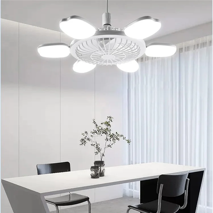 E27 Foldable LED Fan Light Home Bedroom Dorm Remote Control Dimmable 60W 6 Blade Apple Shape Ceiling Fan Light