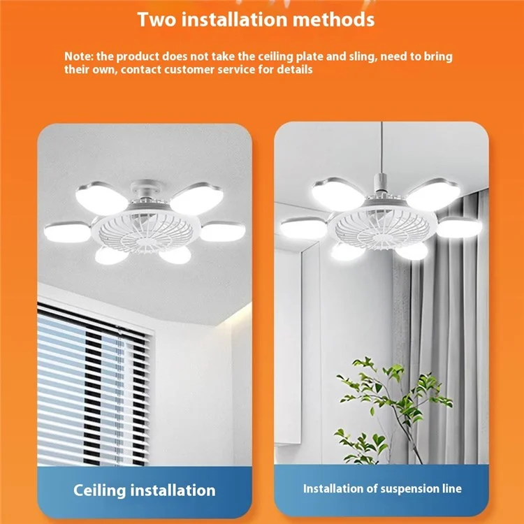 E27 Foldable LED Fan Light Home Bedroom Dorm Remote Control Dimmable 60W 6 Blade Apple Shape Ceiling Fan Light