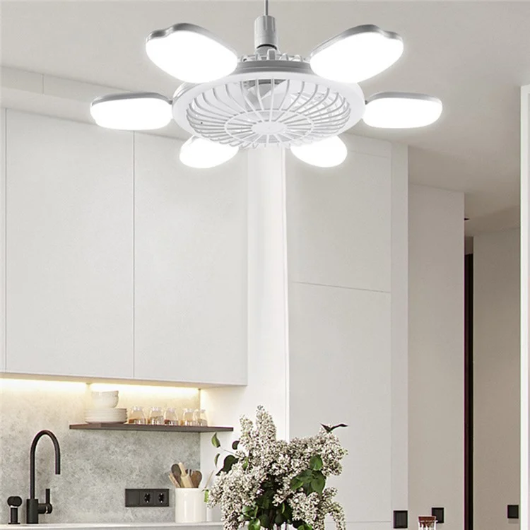 E27 Foldable LED Fan Light Home Bedroom Dorm Remote Control Dimmable 60W 6 Blade Apple Shape Ceiling Fan Light